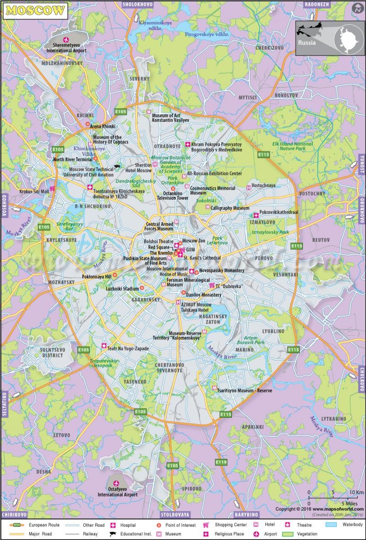 Moskau auf einer Karte