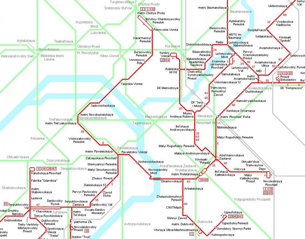 Karte von Moskva Straßenbahn