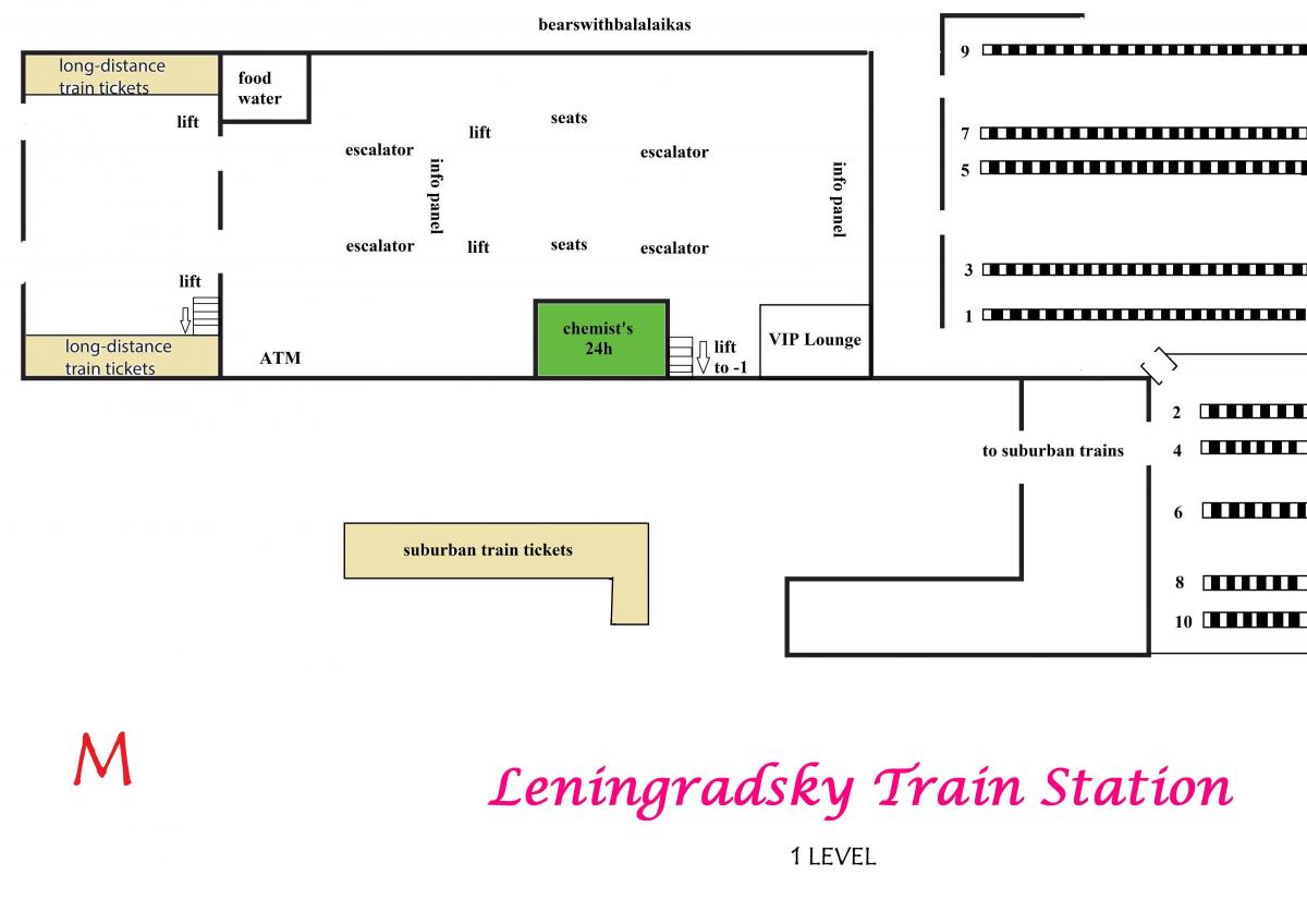 Karte von Leningradsky Bahnhof in Moskau