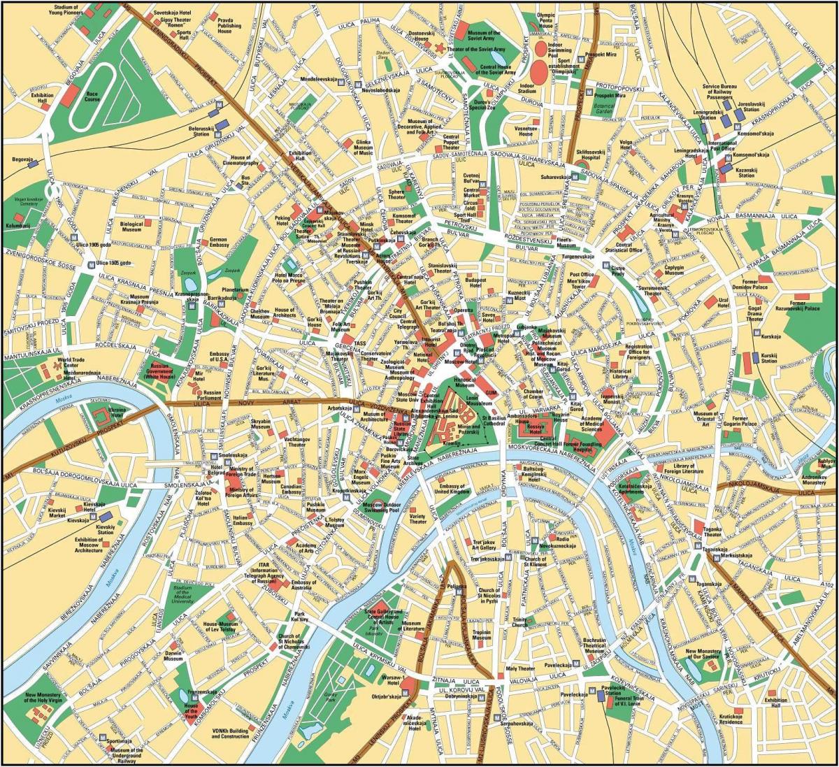 Karte von Moskau in Englisch