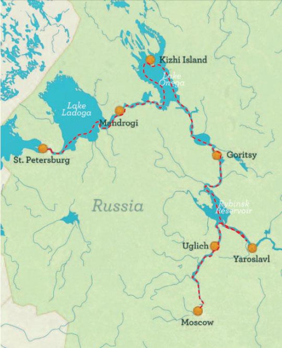 Karte von St Petersburg nach Moskau Kreuzfahrt